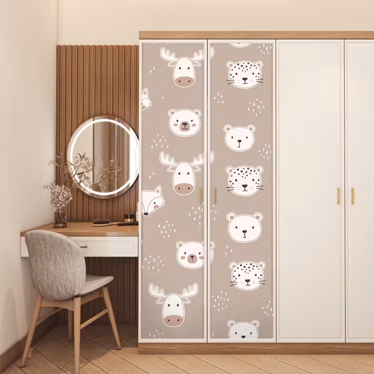 Deursticker - Dieren - Patroon - Illustratie - Modern - Beige — 5