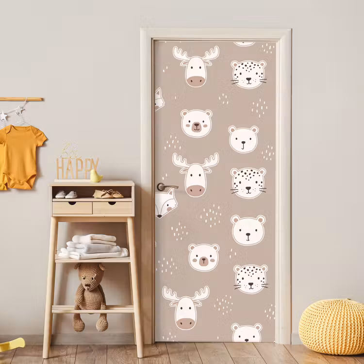 Deursticker - Dieren - Patroon - Illustratie - Modern - Beige — 6