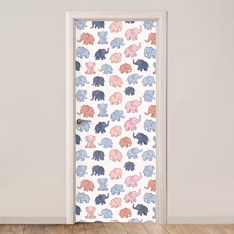 Deursticker - Dieren - Patroon - Kinderkamer - Pastel - Speels — 1