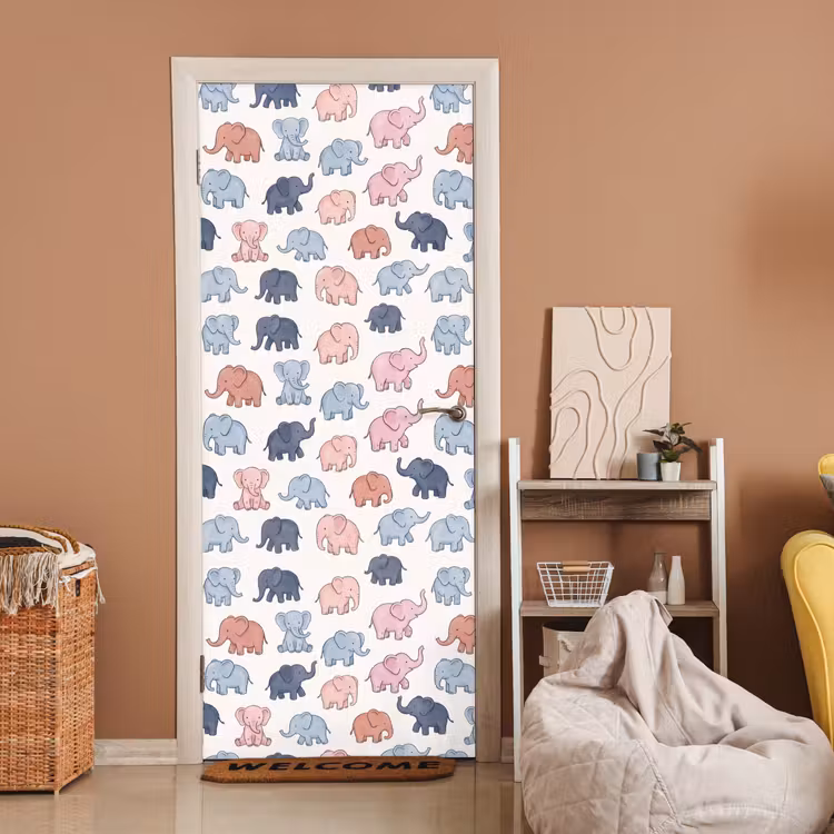 Deursticker - Dieren - Patroon - Kinderkamer - Pastel - Speels — 2