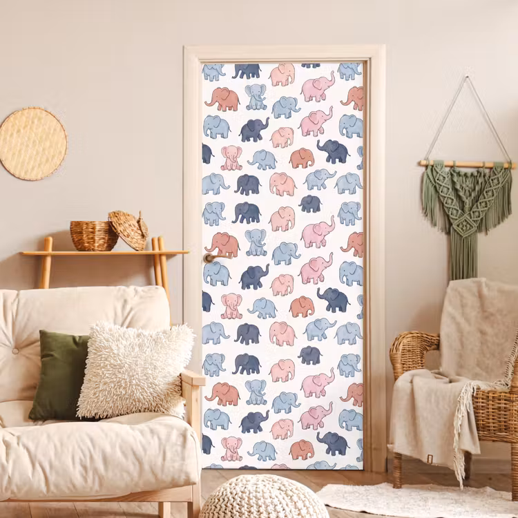 Deursticker - Dieren - Patroon - Kinderkamer - Pastel - Speels — 4