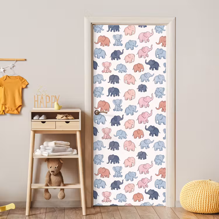 Deursticker - Dieren - Patroon - Kinderkamer - Pastel - Speels — 6