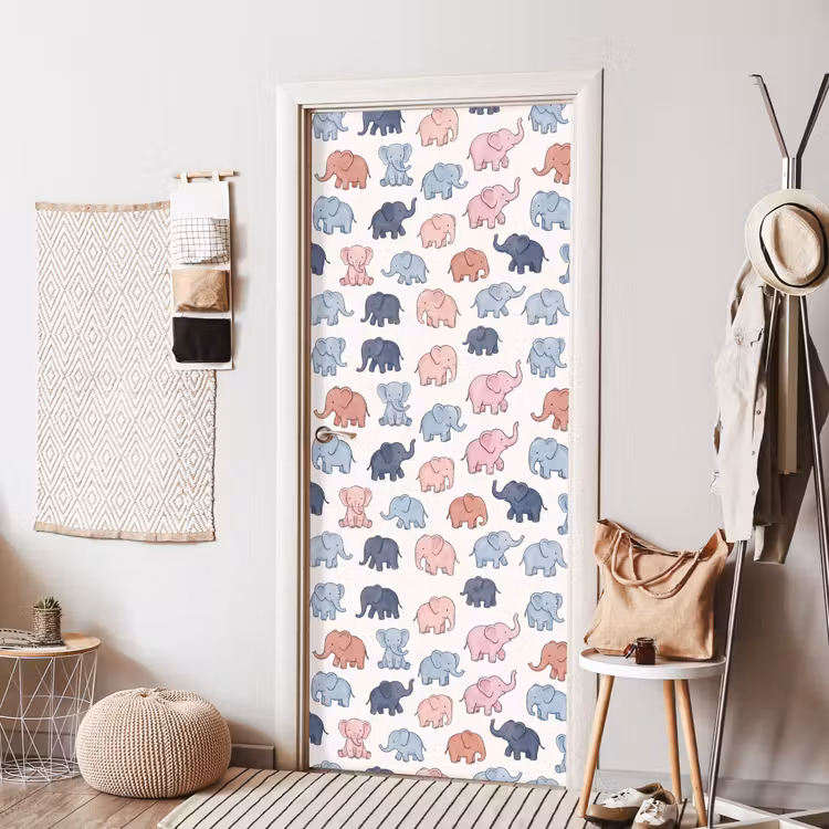 Deursticker - Dieren - Patroon - Kinderkamer - Pastel - Speels — 8