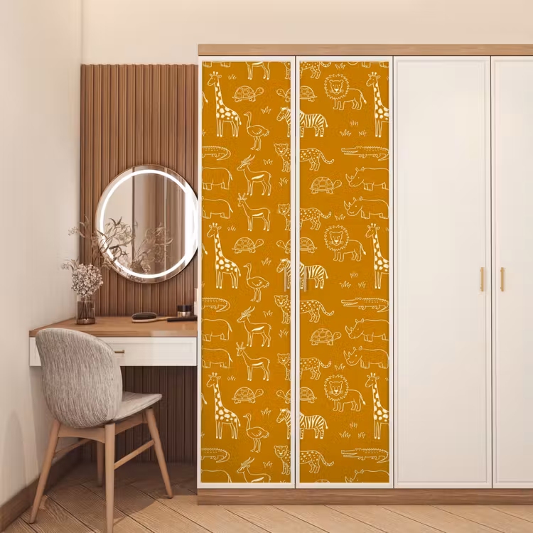 Deursticker - Dieren - Safari - Patroon - Kinderlijk - Oker — 5