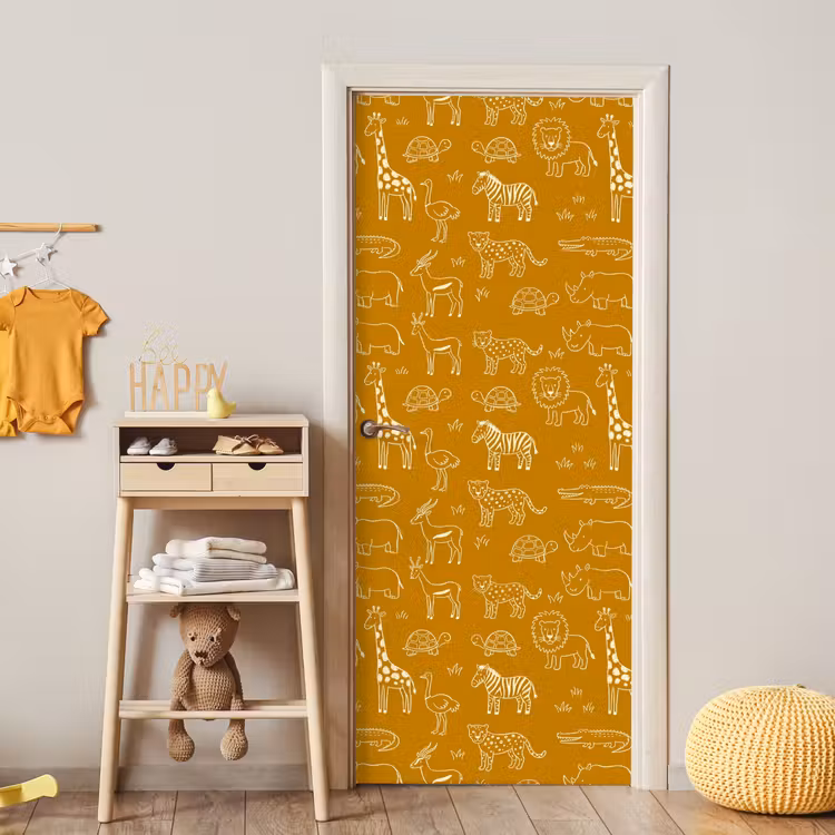 Deursticker - Dieren - Safari - Patroon - Kinderlijk - Oker — 6