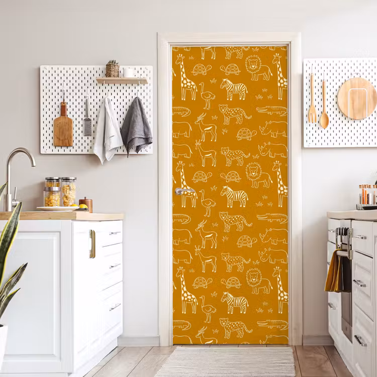 Deursticker - Dieren - Safari - Patroon - Kinderlijk - Oker — 7