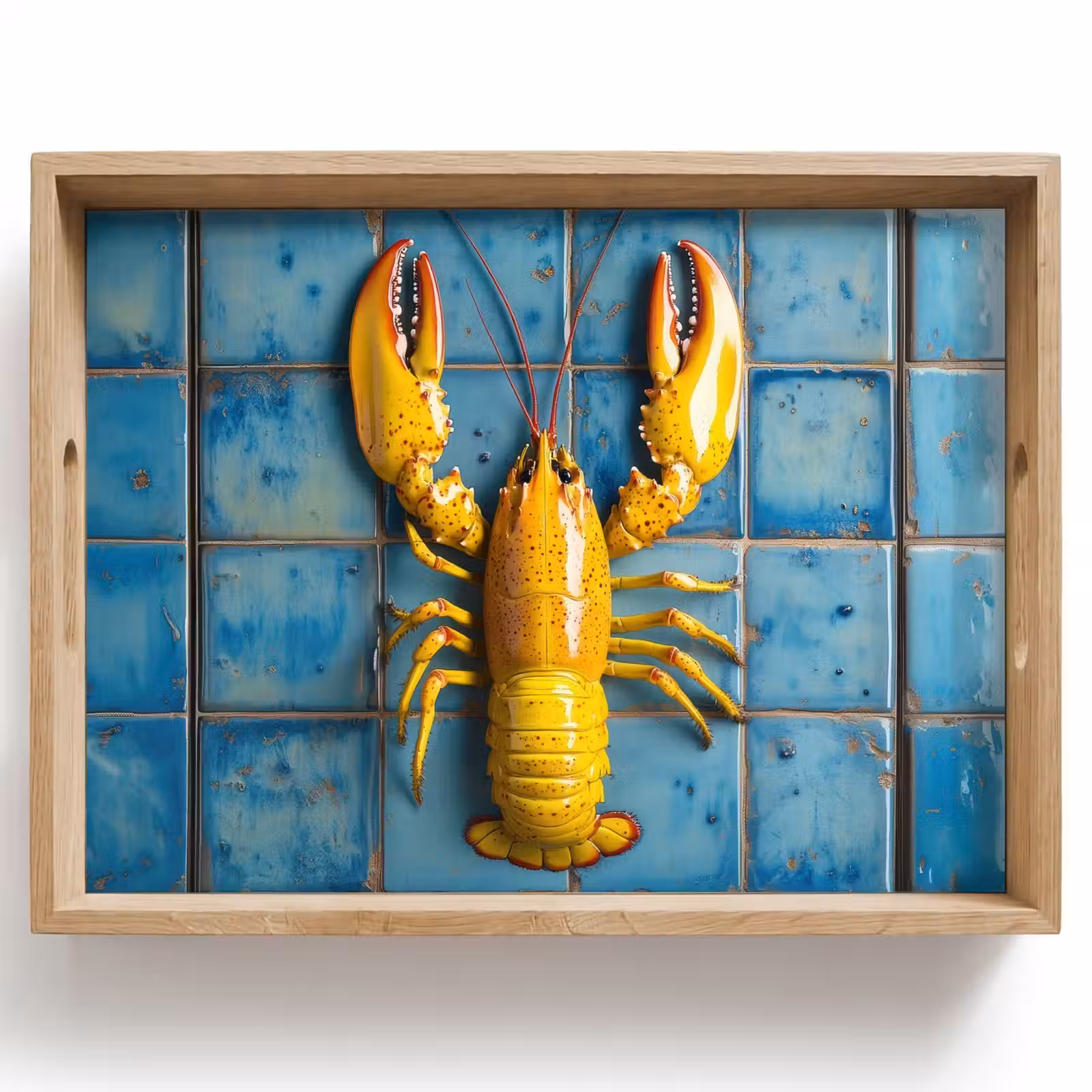 Dienblad - Kreeft - Geel - Blauw - Tegels — 1
