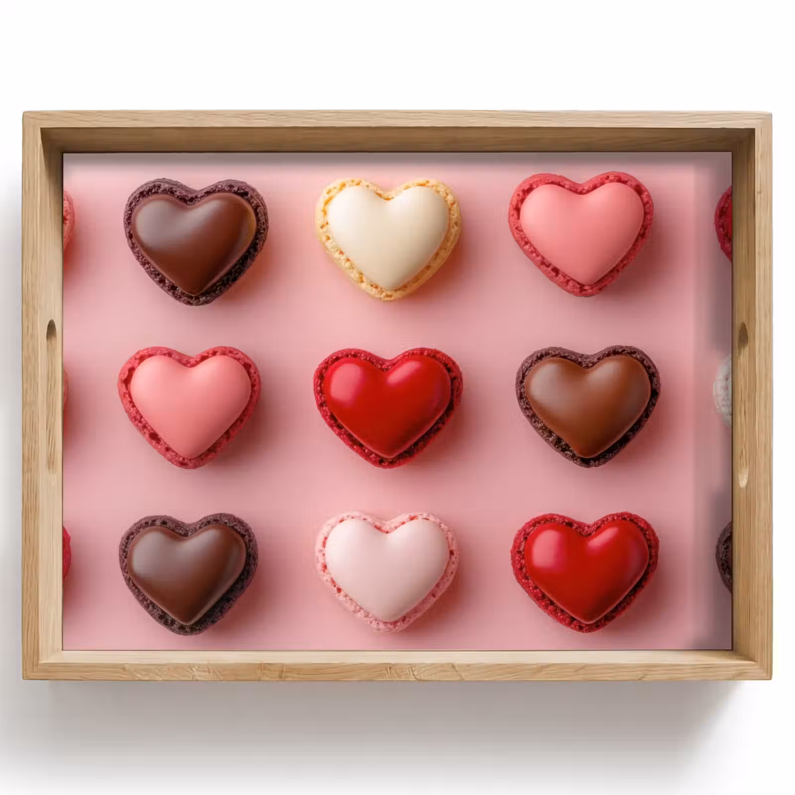 Dienblad - Macarons - Hartjes - Kleurrijk - Roze — 1