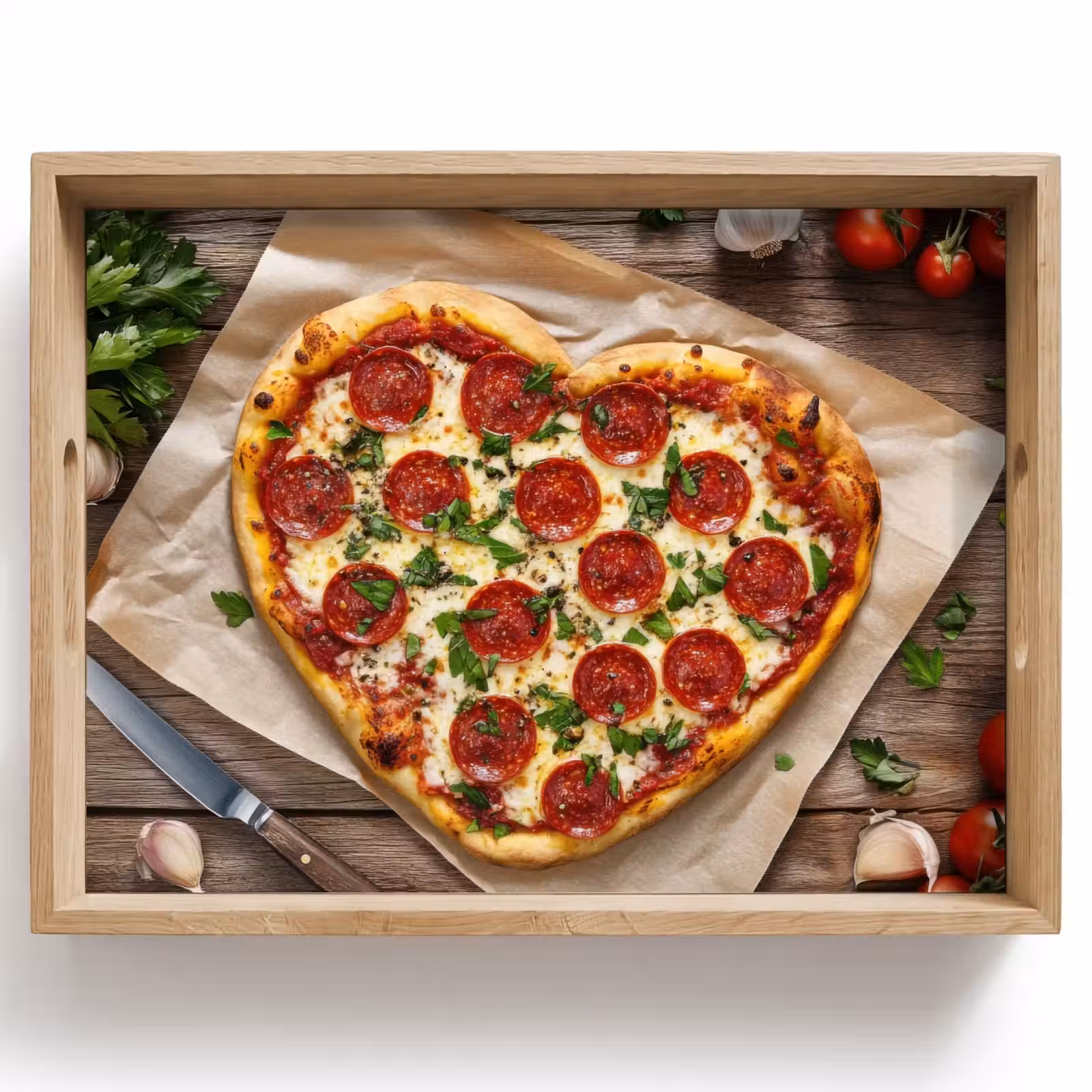 Dienblad - Pizza - Hart - Pepperoni - Tomaat — 1