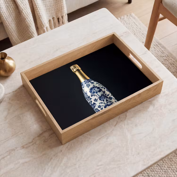 Dienblad - Champagne - Bloemen - Goud - Chique — 2