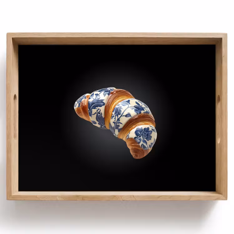 Dienblad - Croissant - Bloemenpatroon - Delftsblauw — 1