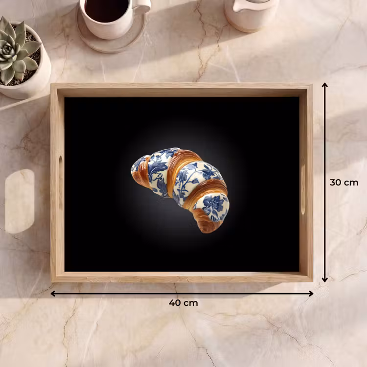 Dienblad - Croissant - Bloemenpatroon - Delftsblauw — 9