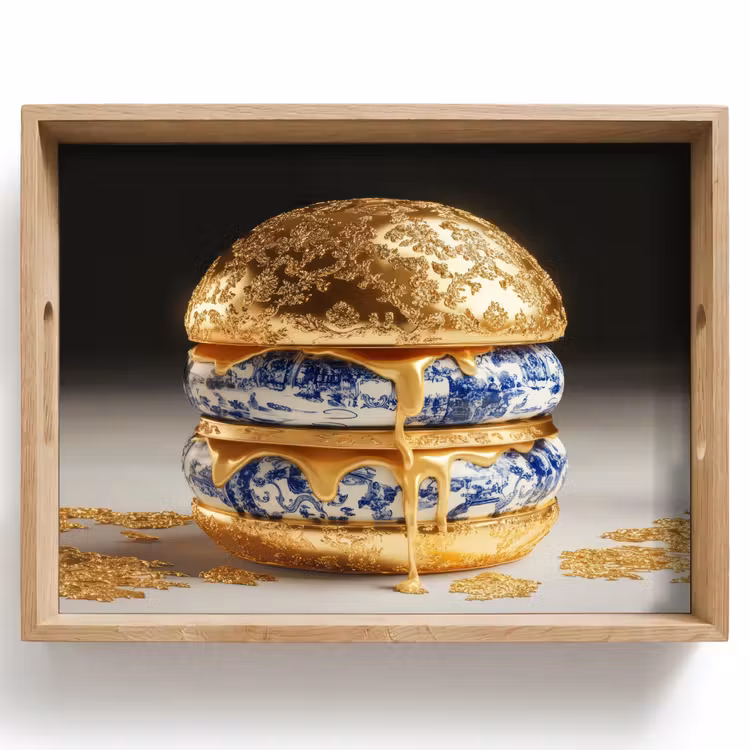 Dienblad - Delftsblauw - Goud - Burger — 1
