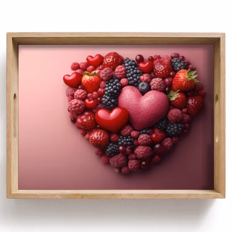 Dienblad - Fruit - Hartjes - Aardbeien - Frambozen - Bosbessen — 1