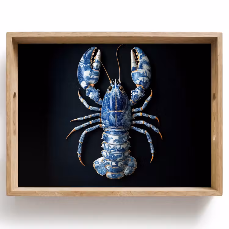 Dienblad - Kreeft - Delftsblauw - Schild - Stoer — 1