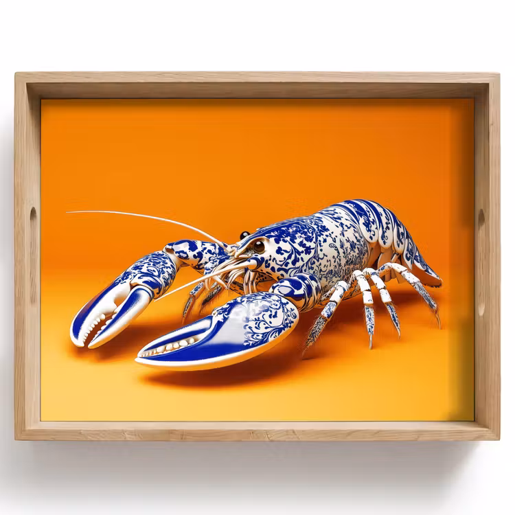 Dienblad - Kreeft - Delftsblauw - Schild - Stoer - Oranje — 1
