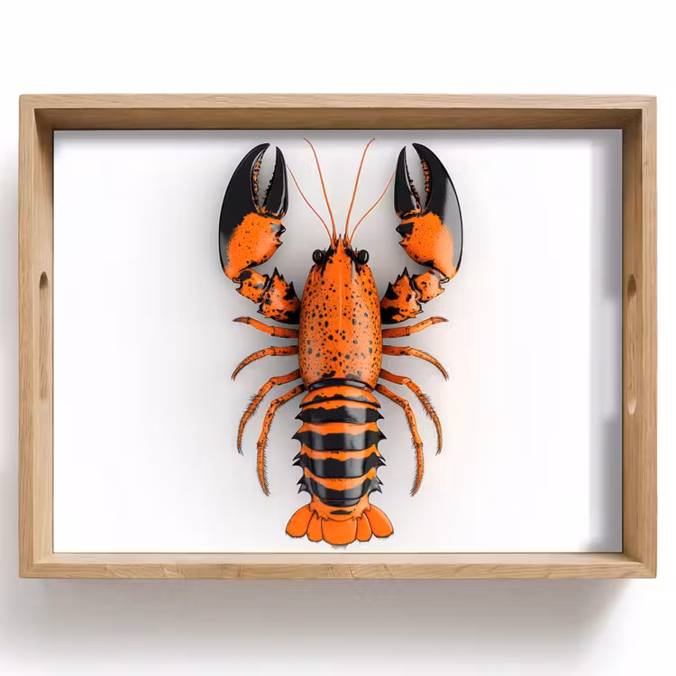 Dienblad - Kreeft - Zwart - Oranje - Wit - Uniek — 1