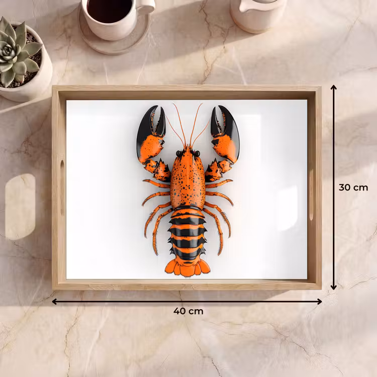 Dienblad - Kreeft - Zwart - Oranje - Wit - Uniek — 9
