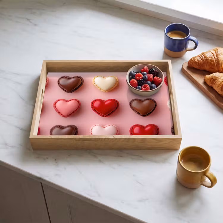 Dienblad - Macarons - Hartjes - Kleurrijk - Roze — 4