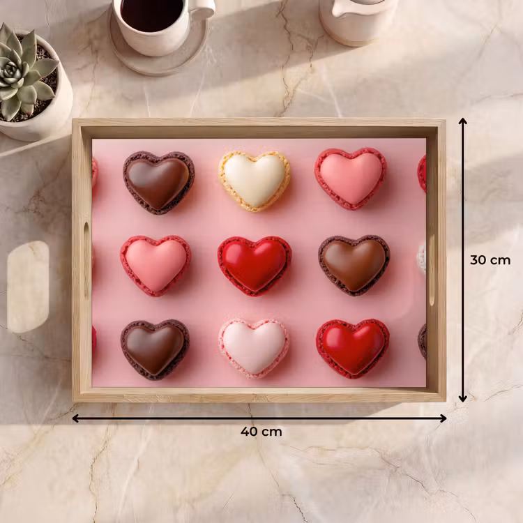 Dienblad - Macarons - Hartjes - Kleurrijk - Roze — 9