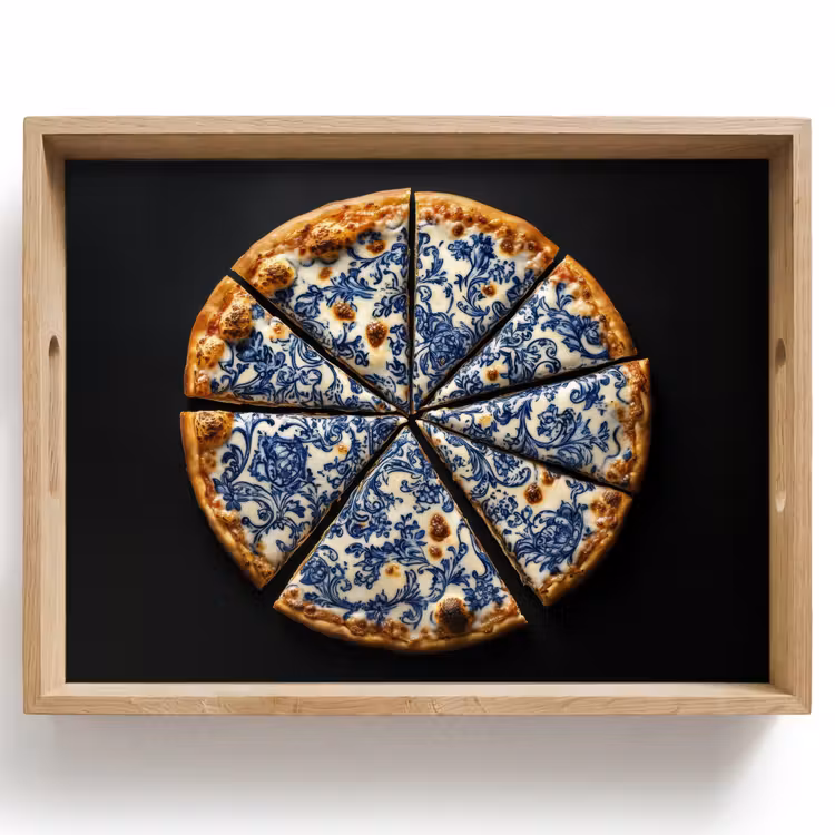 Dienblad - Pizza - Eten - Delftsblauw — 1