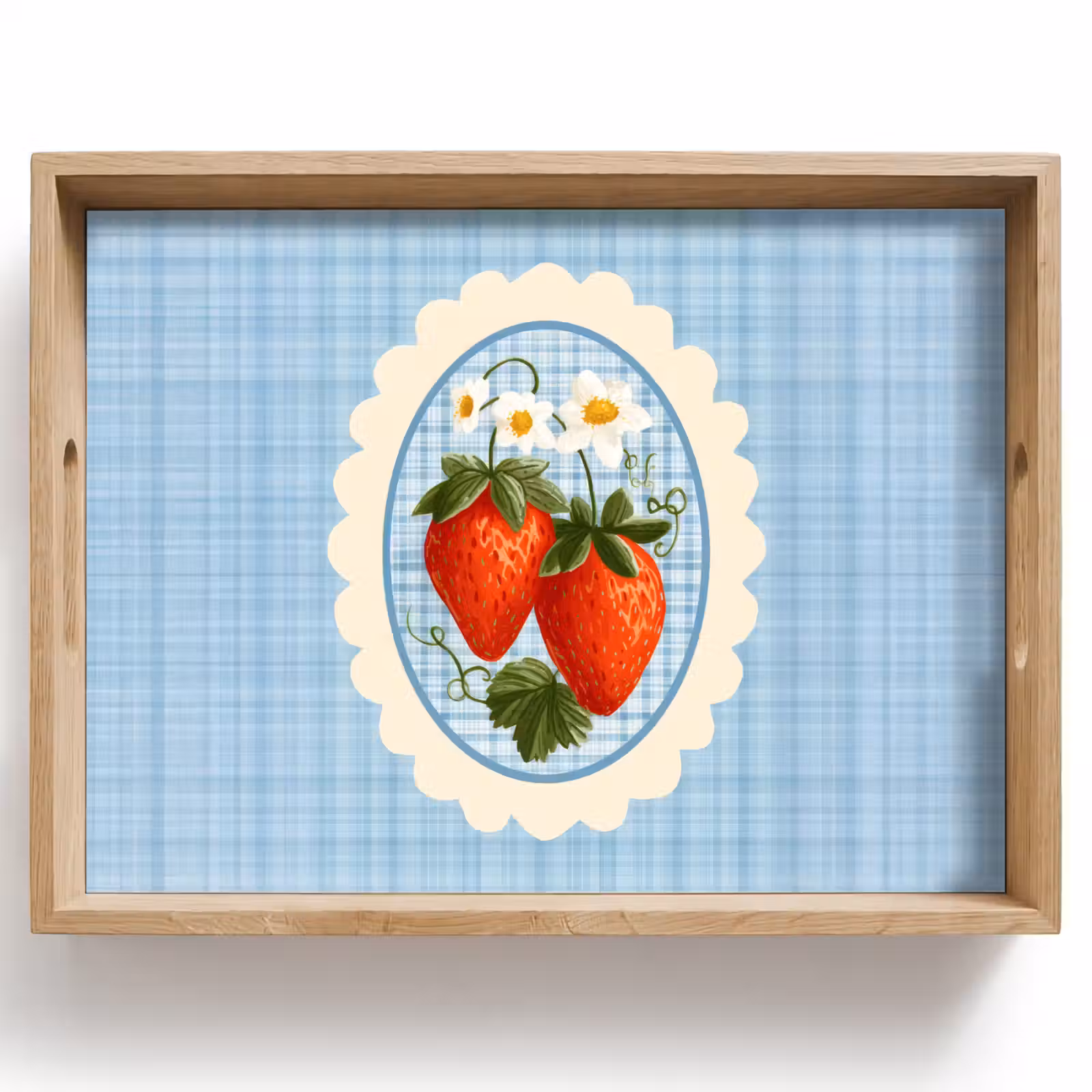 Dienblad - Aardbeien - Lijst - Rood - Geruit — 1