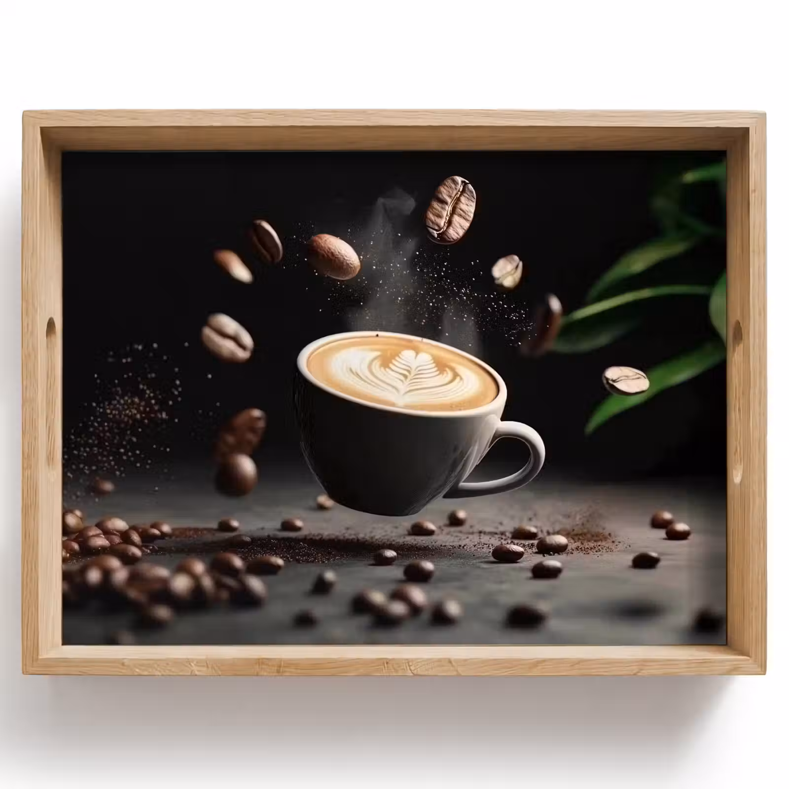Dienblad - Cappuccino - Kop - Bonen - Bruin — 1