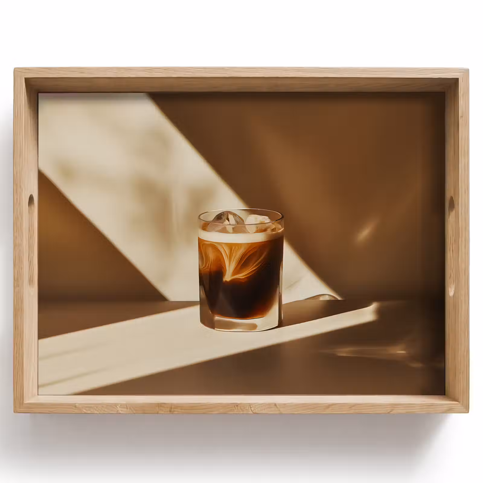 Dienblad - Glas - Ijskoffie - Schaduw - Bruin — 1