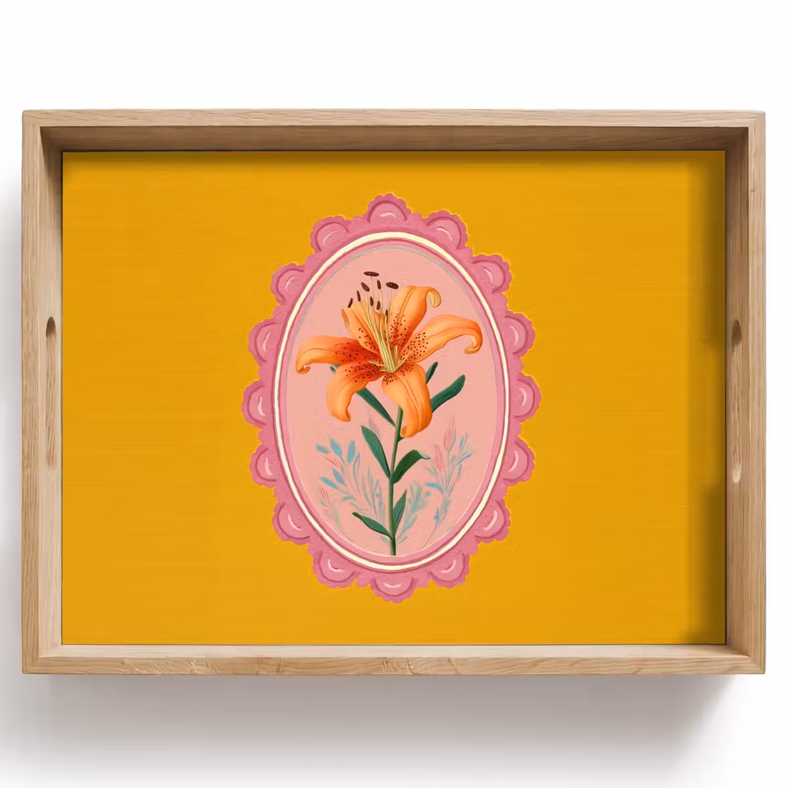 Dienblad - Lelie - Oranje - Lijst - Ovaal — 1