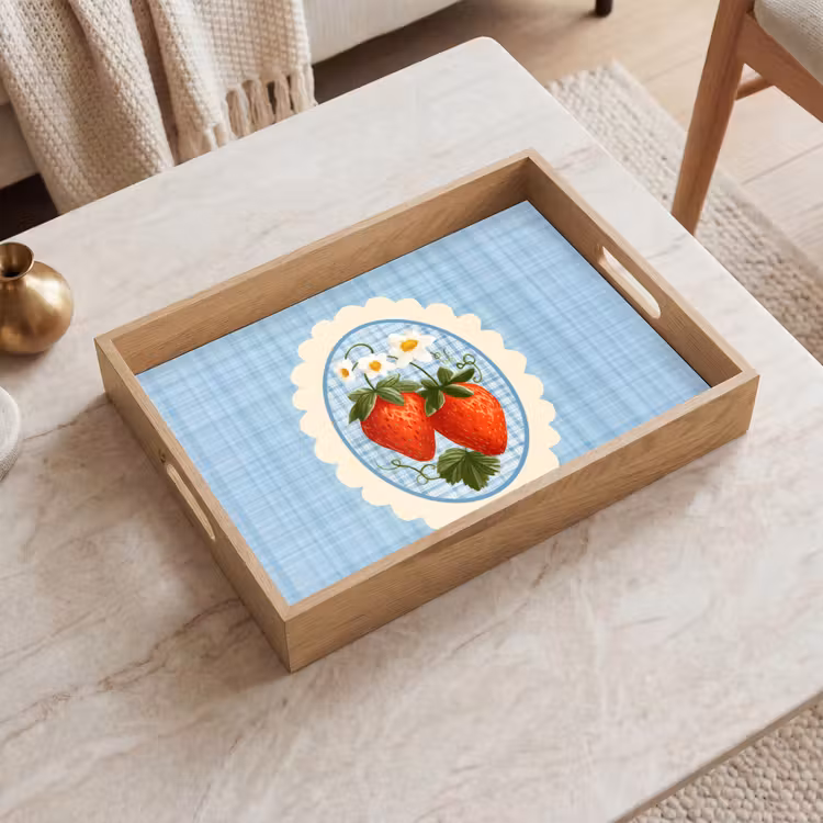 Dienblad - Aardbeien - Lijst - Rood - Geruit — 2