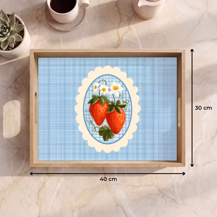 Dienblad - Aardbeien - Lijst - Rood - Geruit — 9