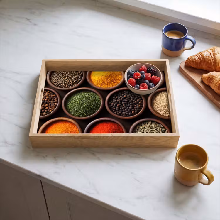 Dienblad - Bakjes - Hout - Kruiden - Kleurrijk — 4