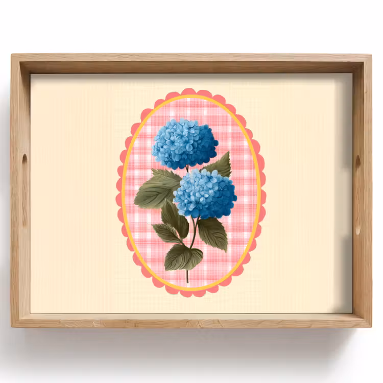 Dienblad - Bloemen - Blauw - Lijst - Bladeren — 1