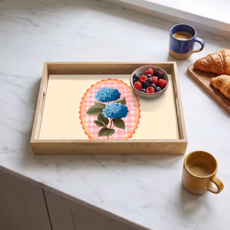 Dienblad - Bloemen - Blauw - Lijst - Bladeren — 4