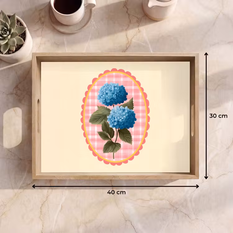 Dienblad - Bloemen - Blauw - Lijst - Bladeren — 9