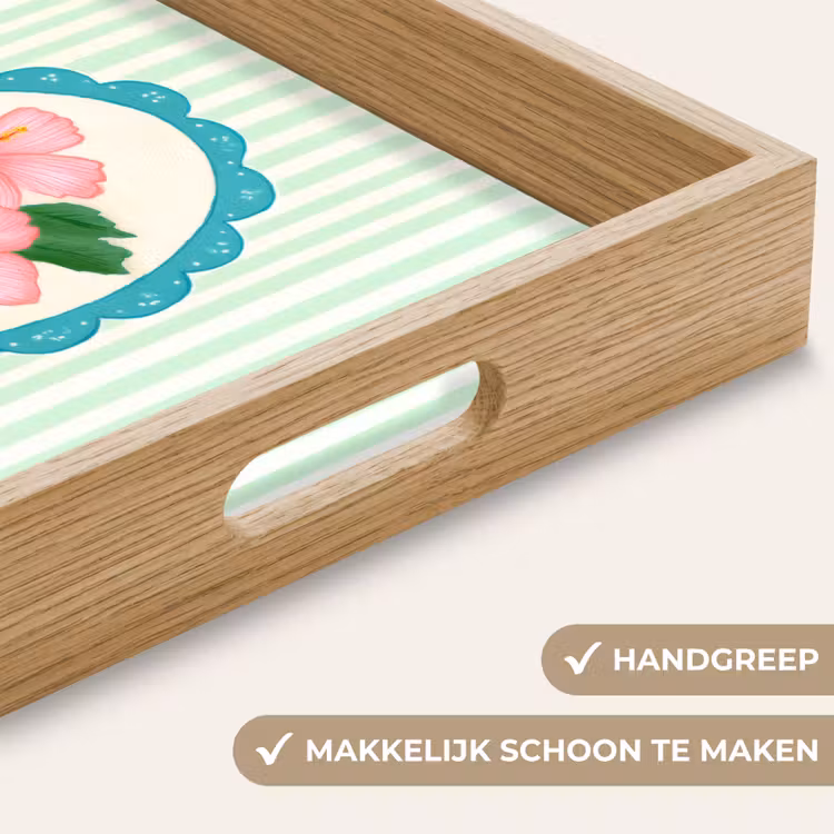 Dienblad - Bloemen - Ovaal - Strepen - Groen — 5