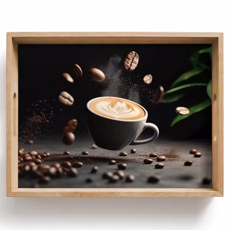 Dienblad - Cappuccino - Kop - Bonen - Bruin — 1