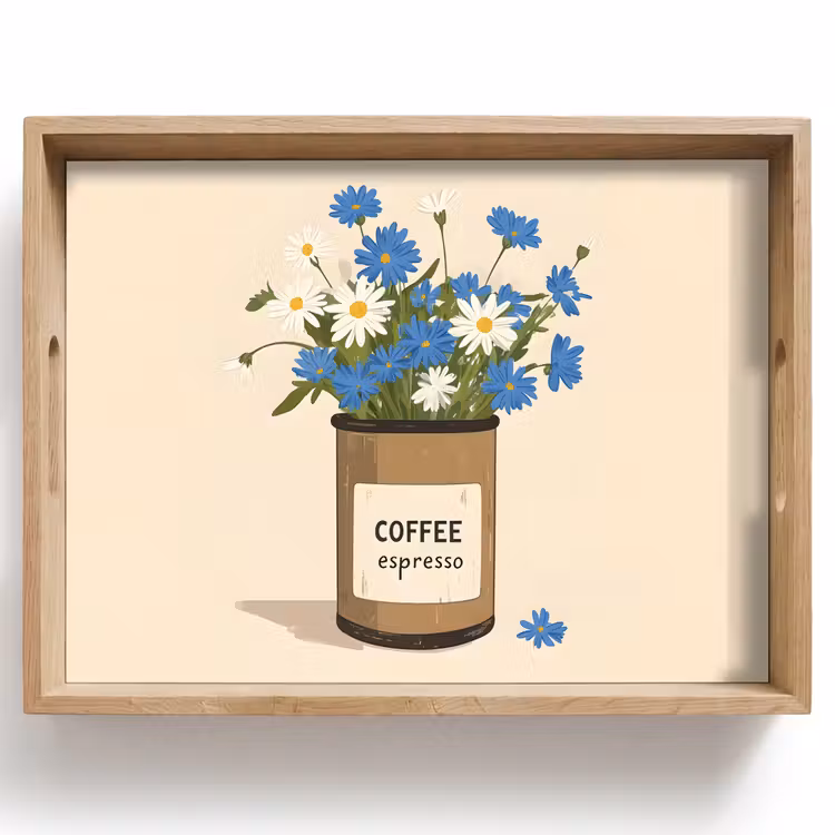 Dienblad - Coffee - Blik - Minimalistisch - Bloemen — 1