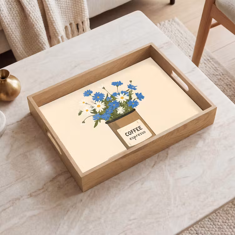 Dienblad - Coffee - Blik - Minimalistisch - Bloemen — 2