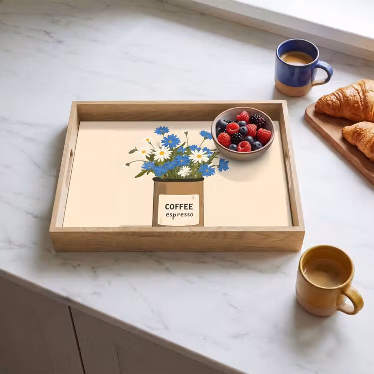 Dienblad - Coffee - Blik - Minimalistisch - Bloemen — 4