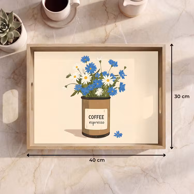 Dienblad - Coffee - Blik - Minimalistisch - Bloemen — 9