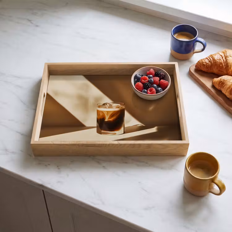 Dienblad - Glas - Ijskoffie - Schaduw - Bruin — 4