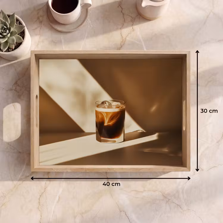 Dienblad - Glas - Ijskoffie - Schaduw - Bruin — 9