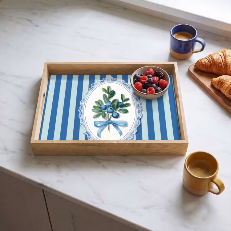 Dienblad - Illustratie - Bessen - Blauw - Strepen — 4