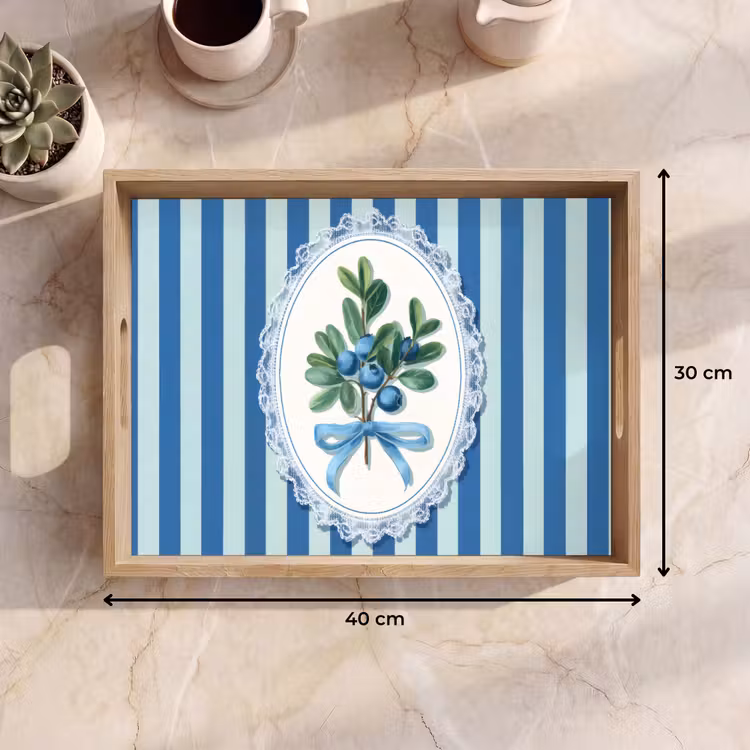 Dienblad - Illustratie - Bessen - Blauw - Strepen — 9