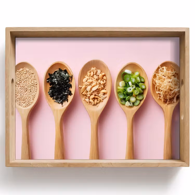 Dienblad - Ingrediënten - Lepels - Hout - Roze — 1