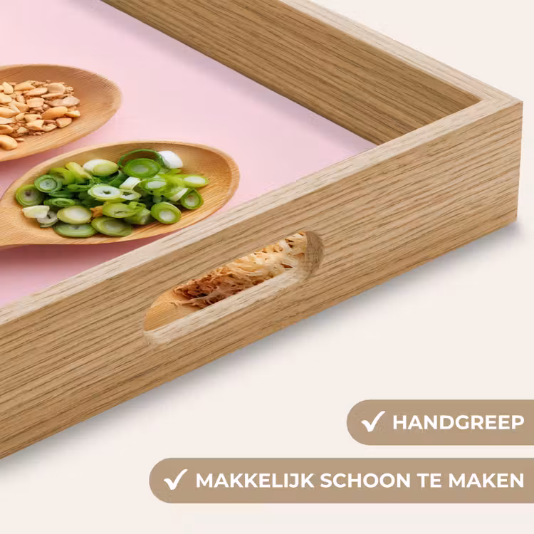 Dienblad - Ingrediënten - Lepels - Hout - Roze — 5