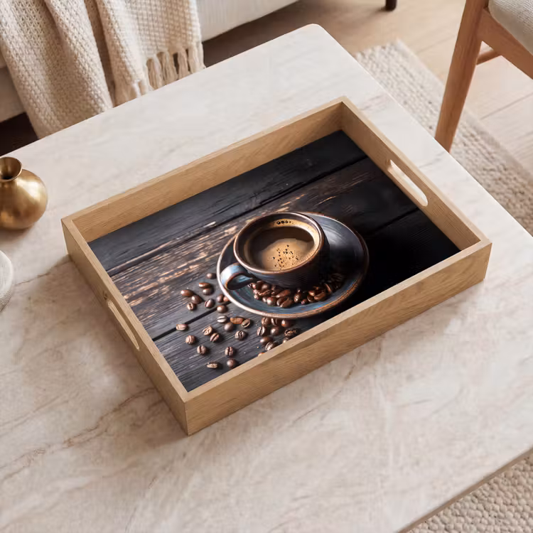 Dienblad - Kop - Koffie - Hout - Bonen — 2