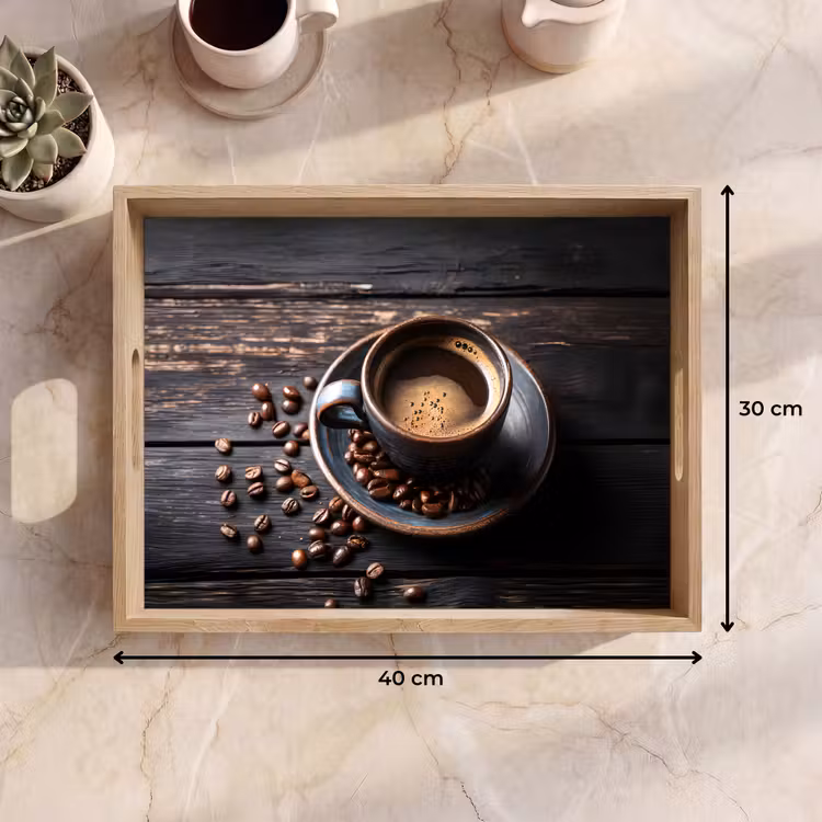 Dienblad - Kop - Koffie - Hout - Bonen — 9
