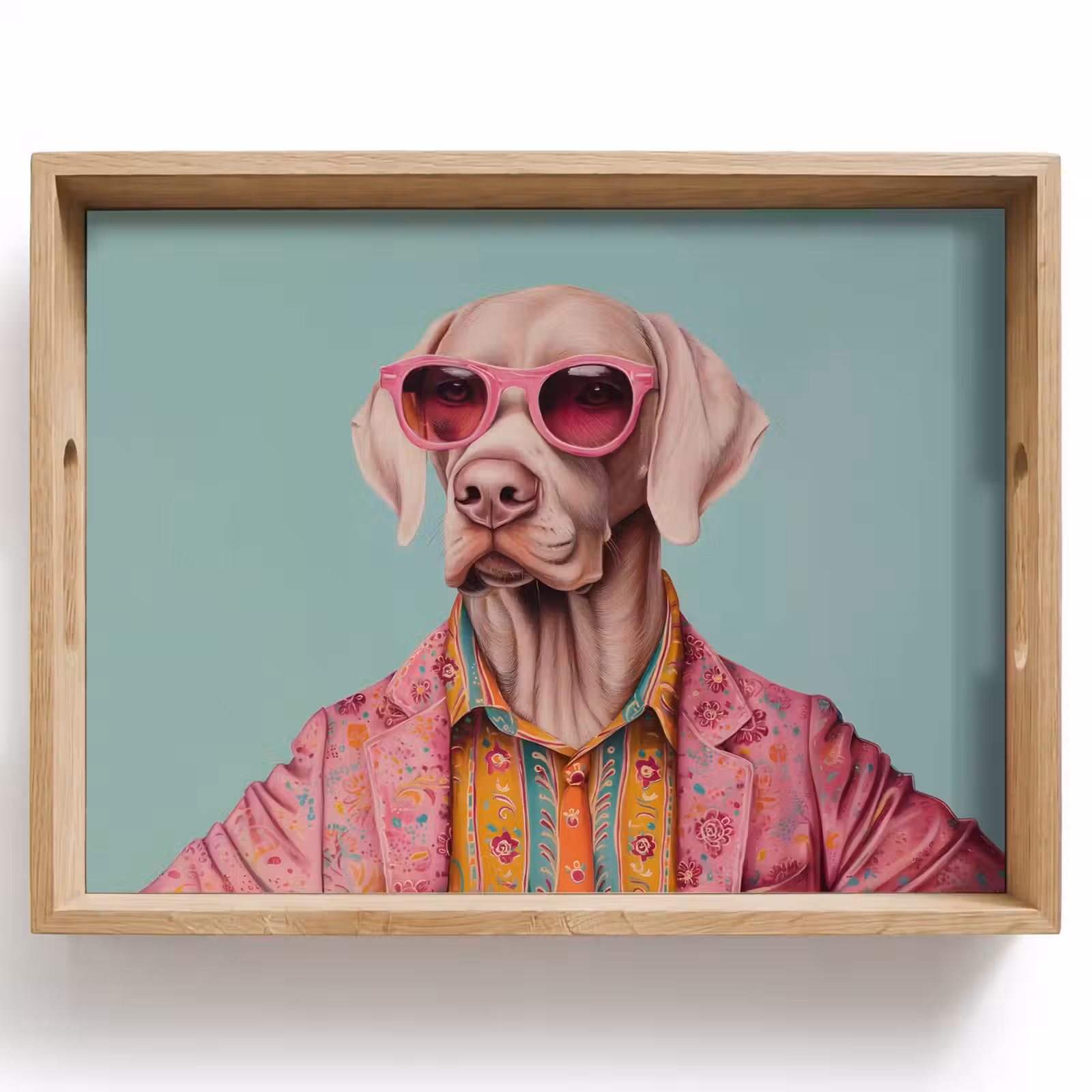 Dienblad - Hond - Overhemd - Bloemen - Bril — 1